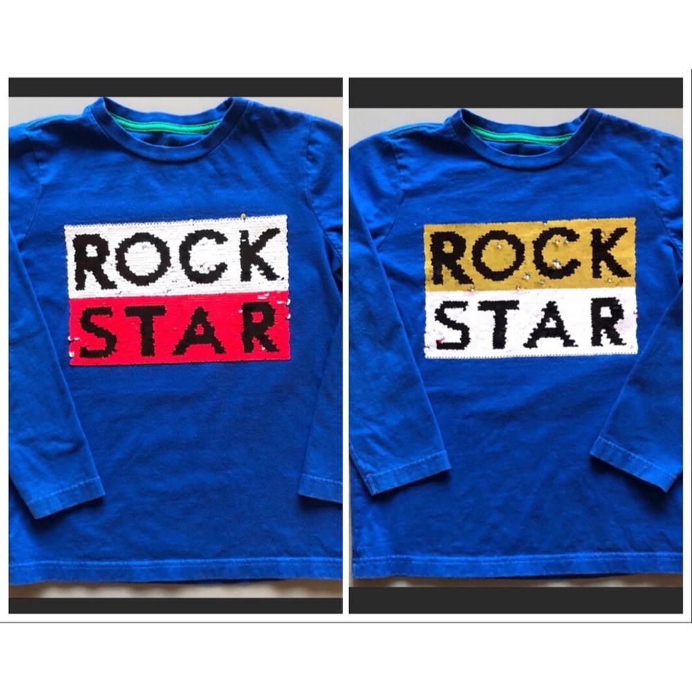 MINI BODEN Flippy Sequin “Rock Star” Tee- 7-8 Yrs